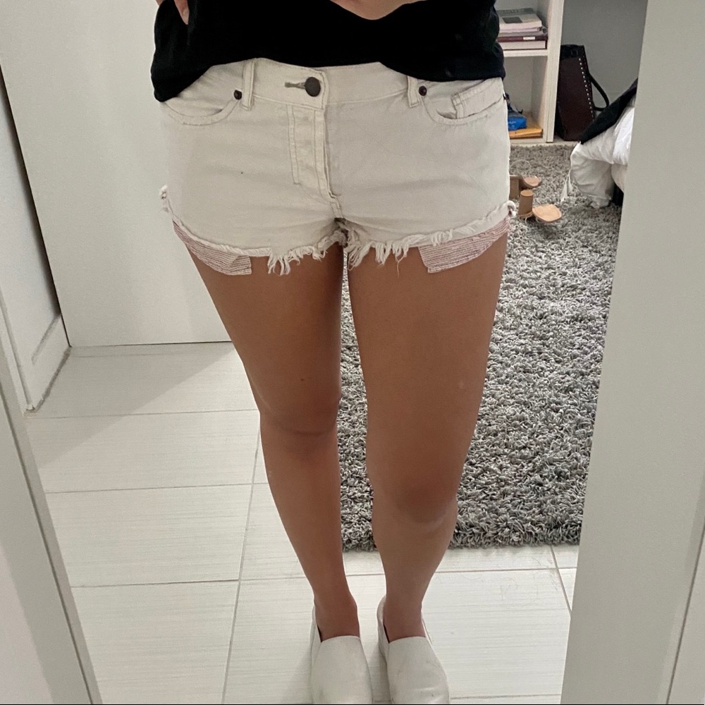 Free People white Denim shorts